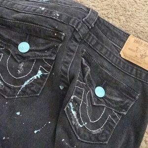 Splatter Paint True Religion skinny jeans.